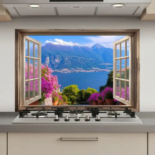 Doorkijk - Berg - Landschap - Uitzicht - Meer keuken achterwand spatscherm klein -3d_website