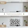 Vlekken - Zwart - Wit - Koe keuken achterwand spatscherm klein 900 -voor_na_NL