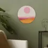 Heuvels - Oranje - Zon - Abstract Akoestische PET Vilt - Rond klein -sfeer2