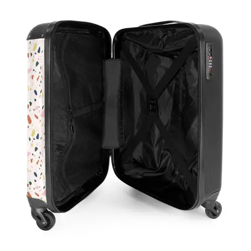 Terrazzo patroon kleurrijk licht roze NBS - Handbagage koffer - Kinderen Unisex middel -binnenkant