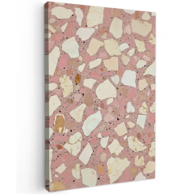 Roze - Decoratie - Stenen - Terrazzo Tuinposter op houten frame 2 cm dik middel -3d