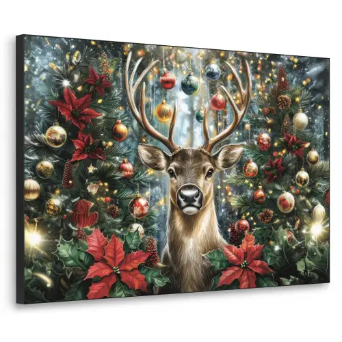 Kerstfeest - Dennenbos - Rood Textielframe zwart klein -3d