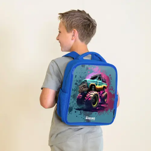 Monster Wheels Kinderrugzak - Blauw middel -sfeer2