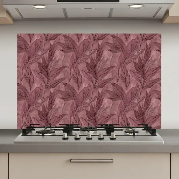 Bladeren - Patroon - Paars keuken achterwand spatscherm klein 900 -3d_website