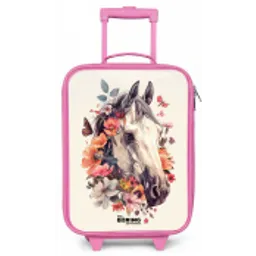 Wit paardenhoofd omringd door bloemen en vlinders Kinderkoffer - Roze klein -zz3dotto