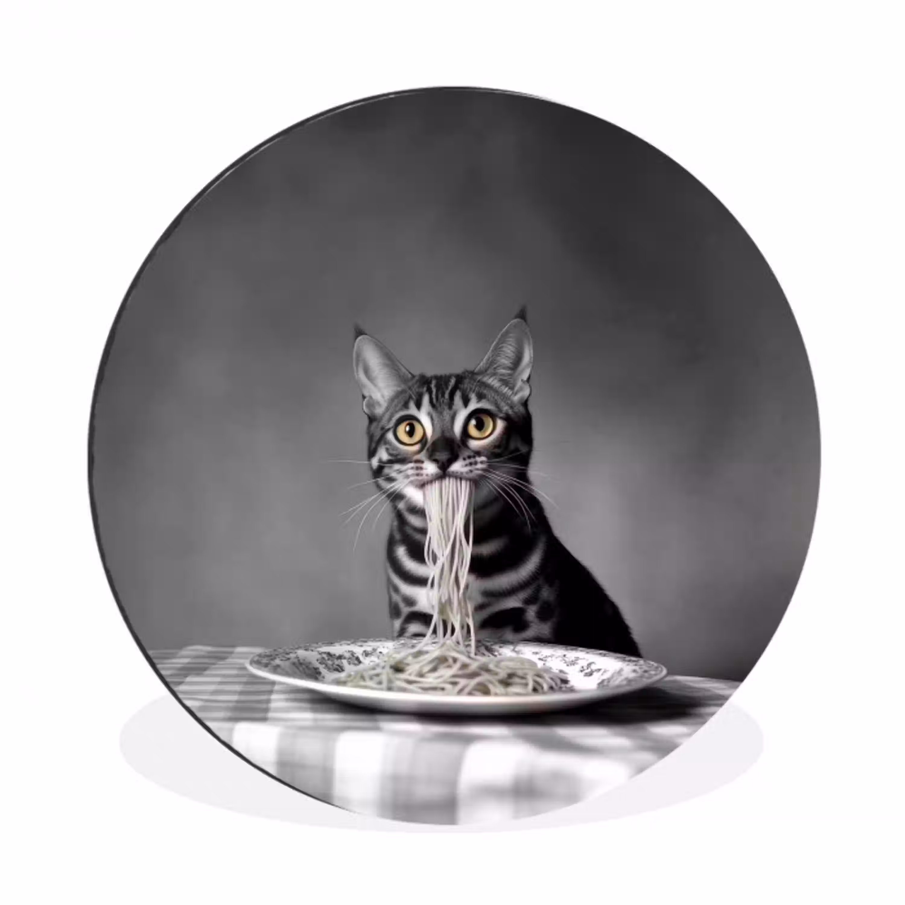 Bengaal - Kat - Tafelkleed - Zwart - Wit - Dier Wandcirkel aluminium klein -3d