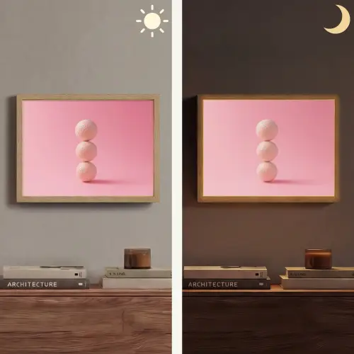 Golfballen - Roze - Drie Light Box met batterij (Wandlamp) middel -sfeer3