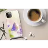 Lavendel - Vlinder - Bloemen Hoesje iPhone 12 Pro met koord klein -oordop
