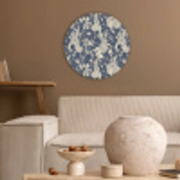 Hazen - Bladeren - Patroon - Blauw - Beige Akoestische PET Vilt - Rond klein 838 -sfeer1