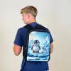 Pinguïn en ijsbeertje op ijsschotsen Rugzak - Zwart middel -sfeer8