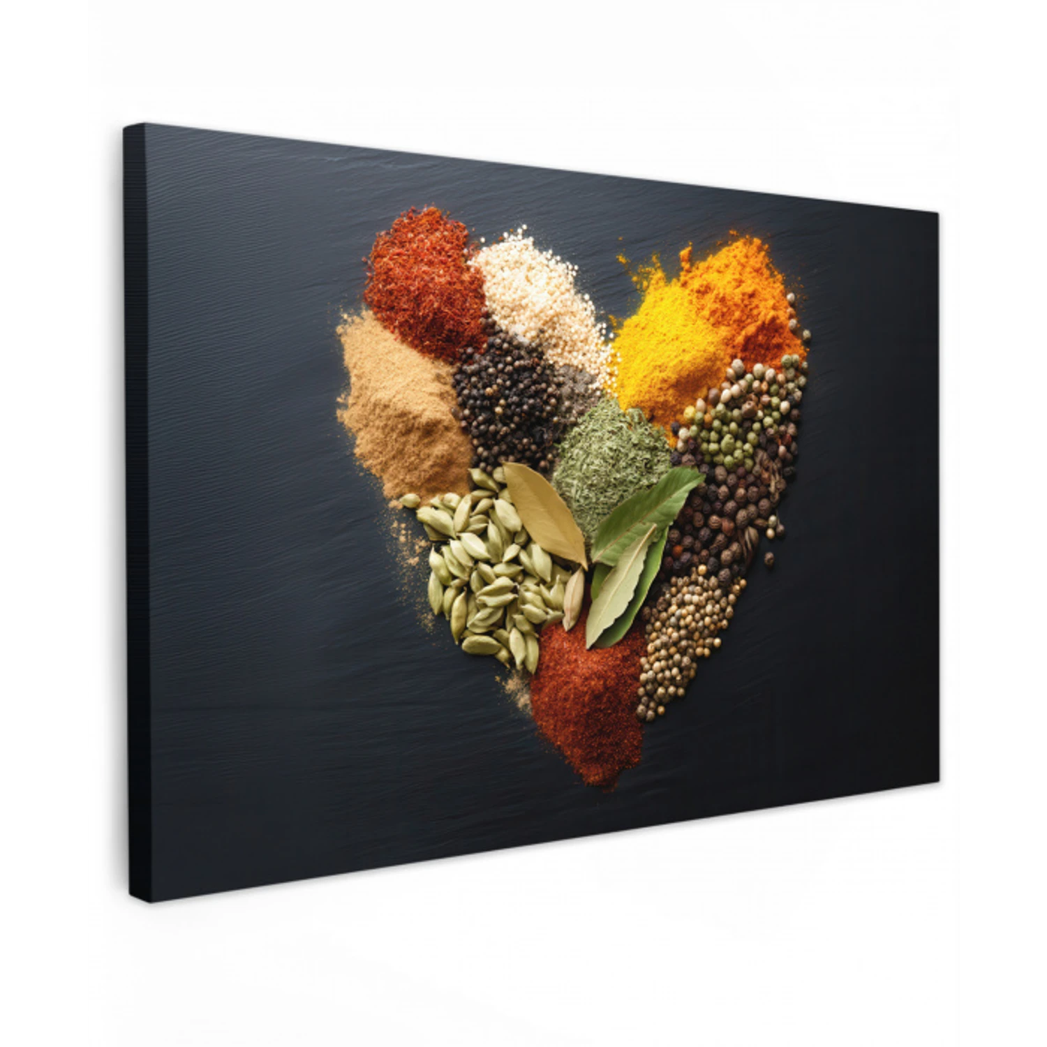 Specerijen - Mix - Hartvorm - Zwart Tuinposter op houten frame 2 cm dik klein -3d