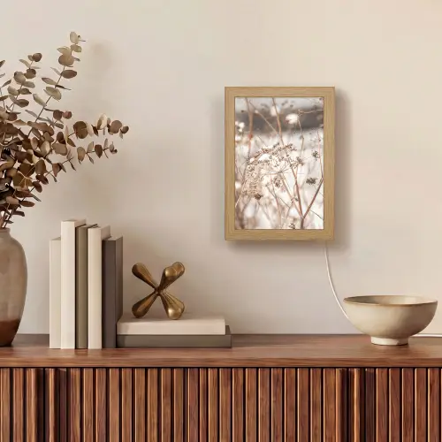 Droogbloemen - Wit - Planten Light Box met kabel (Tafellamp) klein -sfeer2