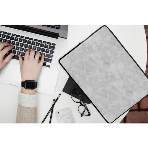 Grijs - Marmer - Mat laptophoes neopreen klein 279 -bureau