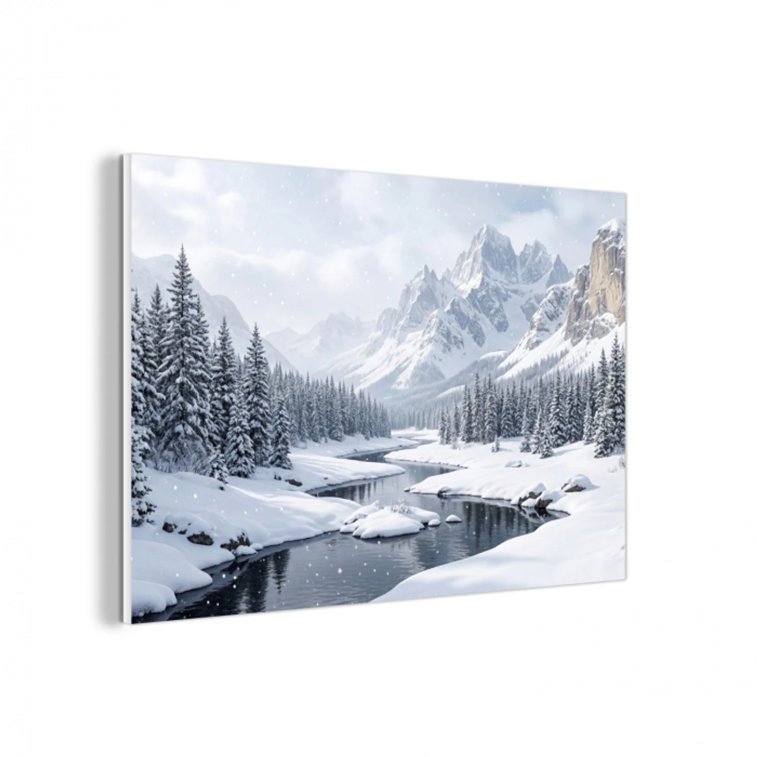 Sneeuwlandschap - Bergen - Rivier - Winter forex 5mm xxl -3d