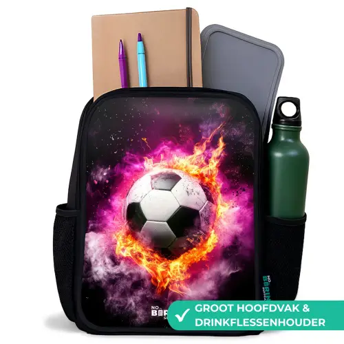 Voetbal in roze vuur explosie Rugzak - Zwart middel -inhoud_NL