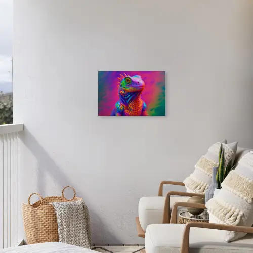 Kameleon - Dieren - Neon - Kleur Tuinposter op houten frame 2 cm dik klein -sfeer1