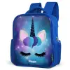 Eenhoorn op een sterrenhemel achtergrond Kinderrugzak - Blauw middel -schuin