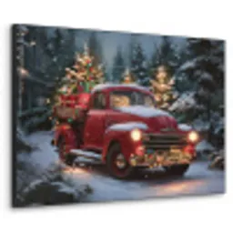 Kersttruck - Sneeuwbos - Rood Textielframe - compleet frame klein -3d