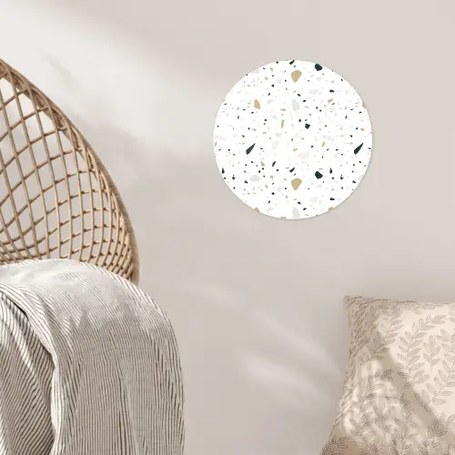 Terrazzo - Patroon - Wit - Neutraal Wandcirkel behangsticker klein 186 -sfeer4