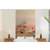 Roze landschap - Palmen - Water fotobehang vinyl groot -bed