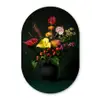 Bloemen - Vaas - Zwart Wandcirkel Ovaal Glas middel -3d