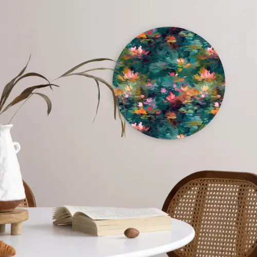 Waterlelies - Vijver - Water Wandcirkel plexiglas klein 852 -sfeer4
