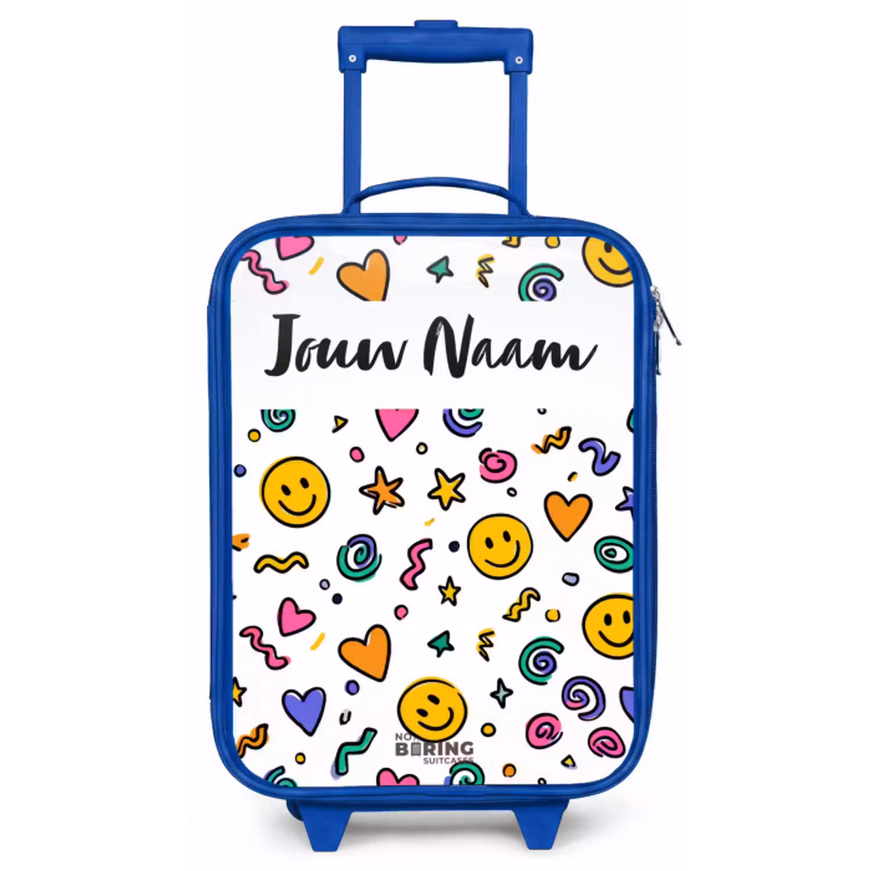 Smiley - Hartje - Ster Kinderkoffer - Blauw klein -zz3dotto
