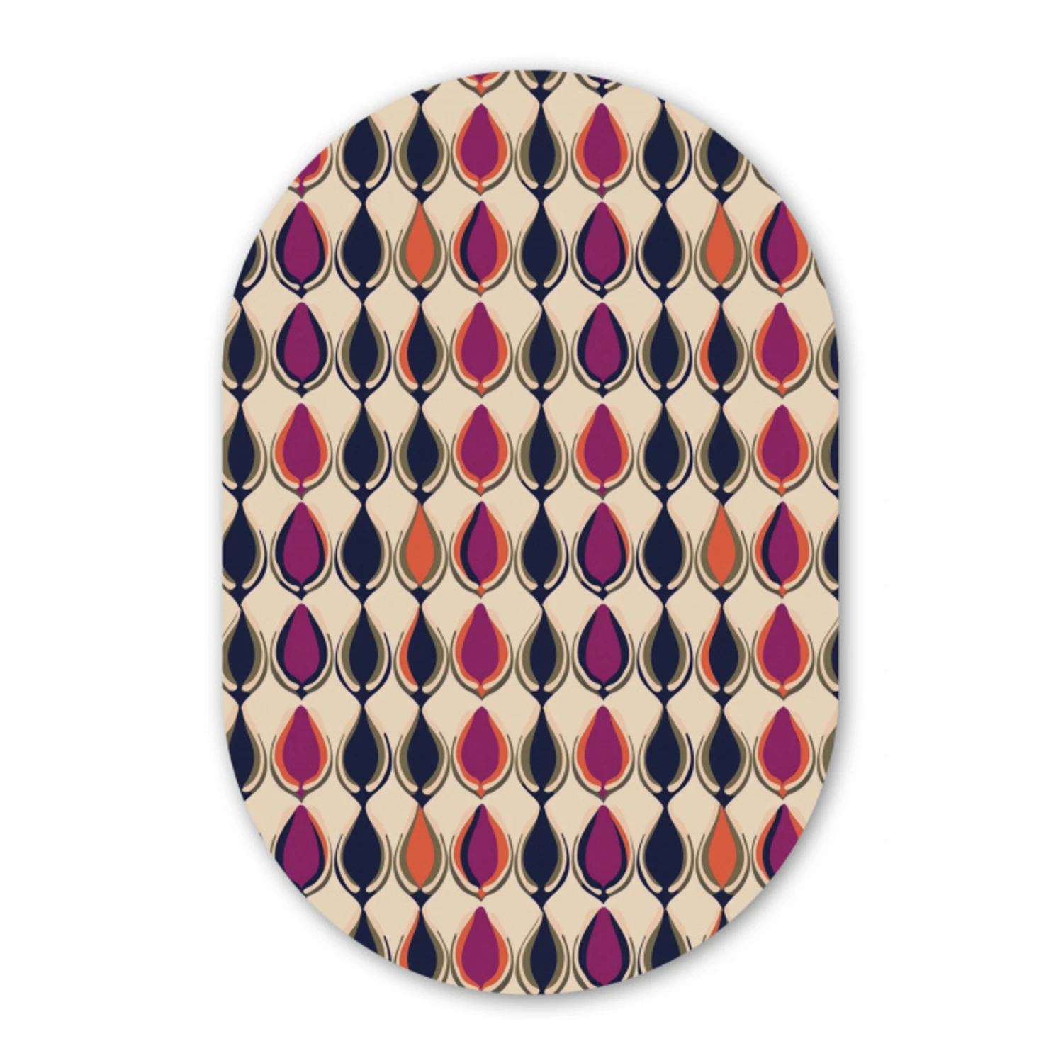 Vintage - Retro - Kleurrijk Wandcirkel Ovaal Forex klein 630 -3d