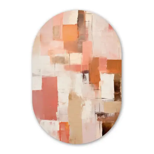 Kunst - Roze - Abstract Wandcirkel Ovaal Forex klein -3d