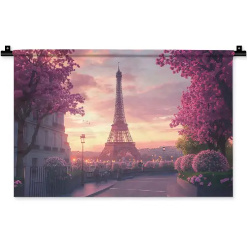 Eiffeltoren - Parijs - Roze Wandkleed katoen klein -zz3d