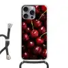 Rood - Fruit - Kersen Hoesje iPhone 16 Pro Max met koord klein -3d