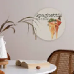 Spaghetti - tomatensaus - Parmezaanse kaas Akoestische PET Vilt - Rond klein -sfeer3