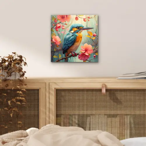 IJsvogel - Bloesem - Natuur - Vogels - Bloemen aluminium wit klein -sfeer3