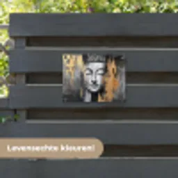 Boedhha - Penseelstreken - Goud - Abstract tuinposter los doek klein -sfeer3