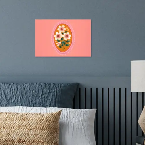 Illustratie - Bloemen - Rand - Roze poster papier klein -sfeer2