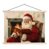 Kerst - Kerstman - Winter - Open Haard textielposter latten blank klein -3d