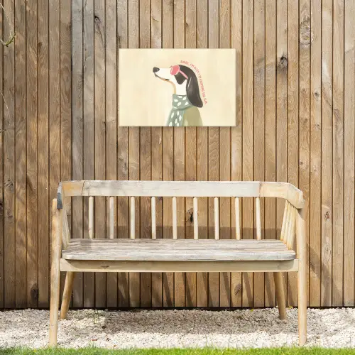 Quote - Hond - Zonnebril Tuinposter op houten frame 2 cm dik klein -sfeer4