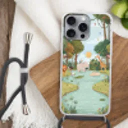Jungle - Oase - Dieren - Kleurrijk Hoesje iPhone 16 Pro Max met koord klein -sfeer4