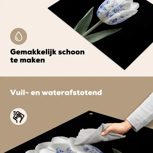 Tulp - Patroon - Blauw Inductie beschemer met haakjes klein -ky-schoon-nl