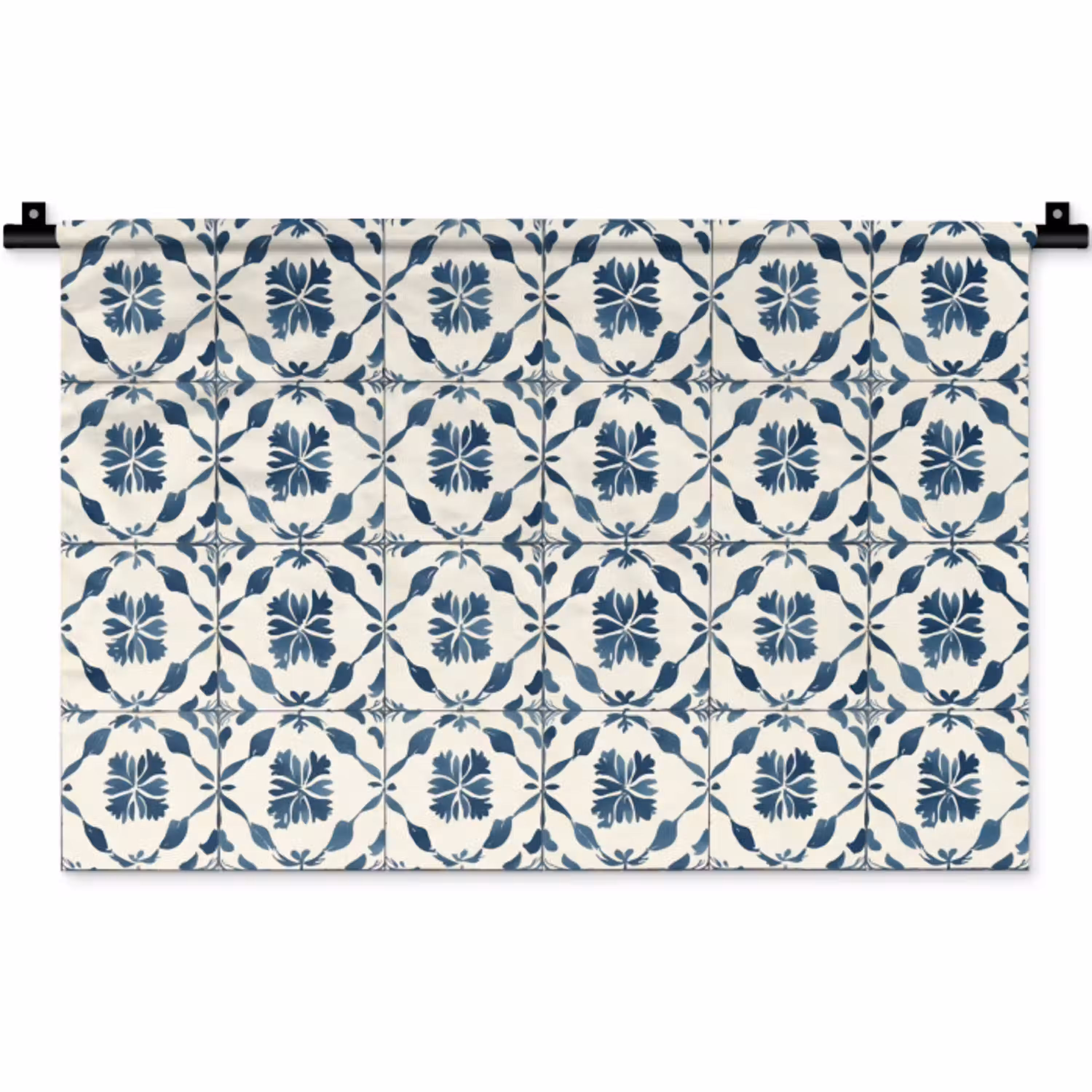 Grafisch - Tegel - Blauw Wandkleed katoen klein 269 -zz3d