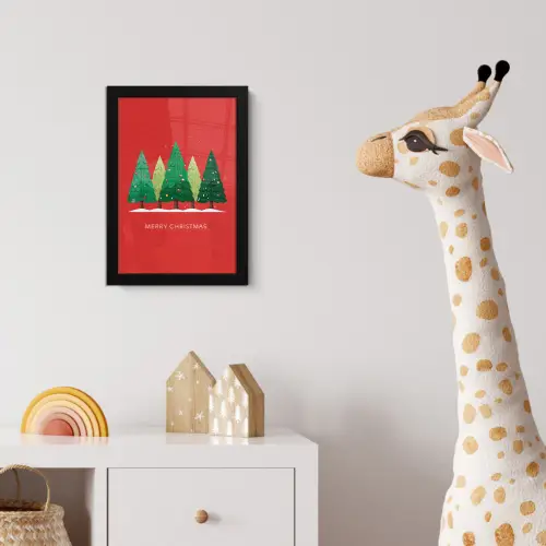 Minimalistisch - Kerstbomen - Rood - Sneeuw fotolijst zwart zonder passe partout klein -usfeer4_kinderkamer