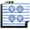 Vier schelpen - Blauw - Wit - Strepen Inductie beschemer met haakjes middel -3d