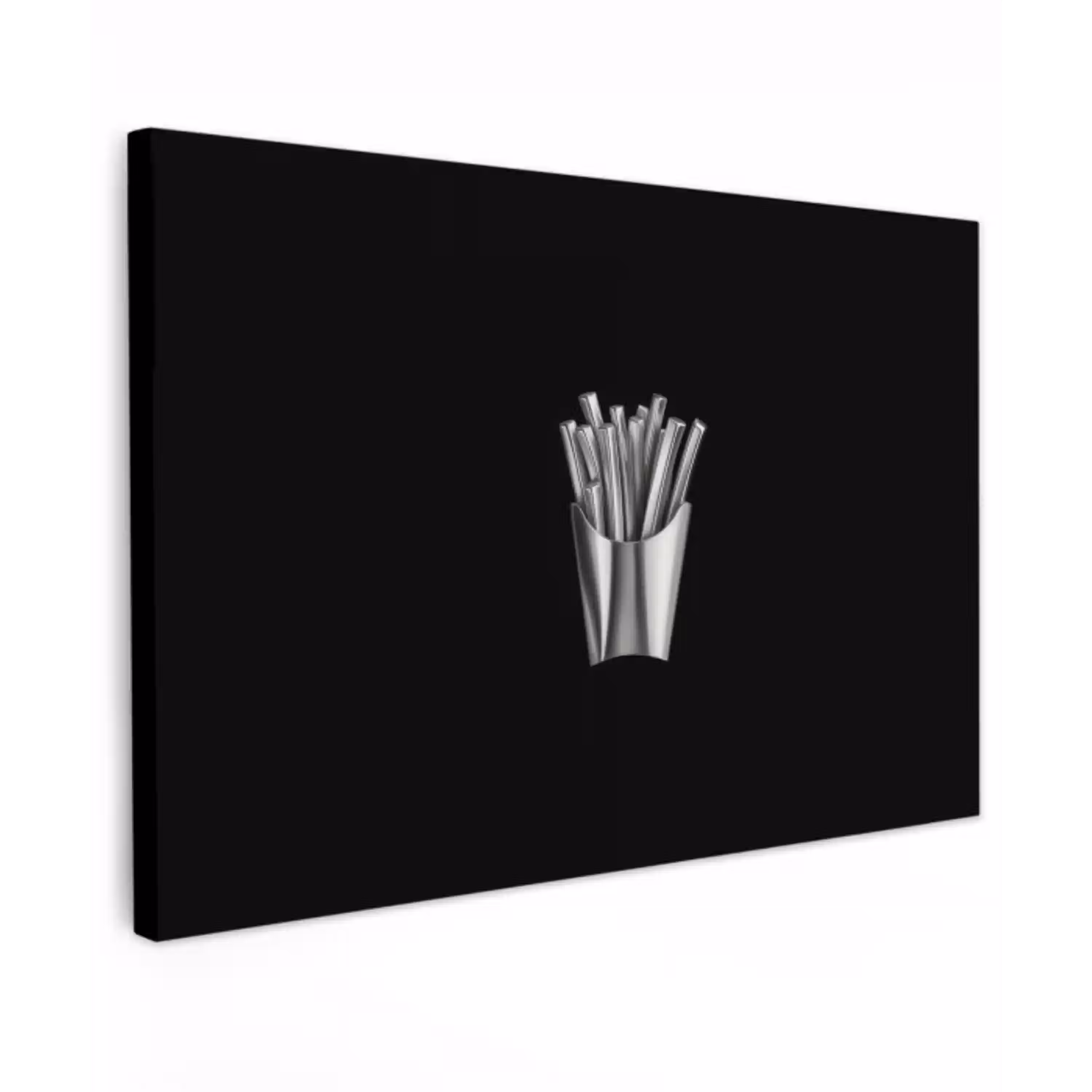 Frietjes - Futuristisch - Zilver canvas 2cm klein -z3d