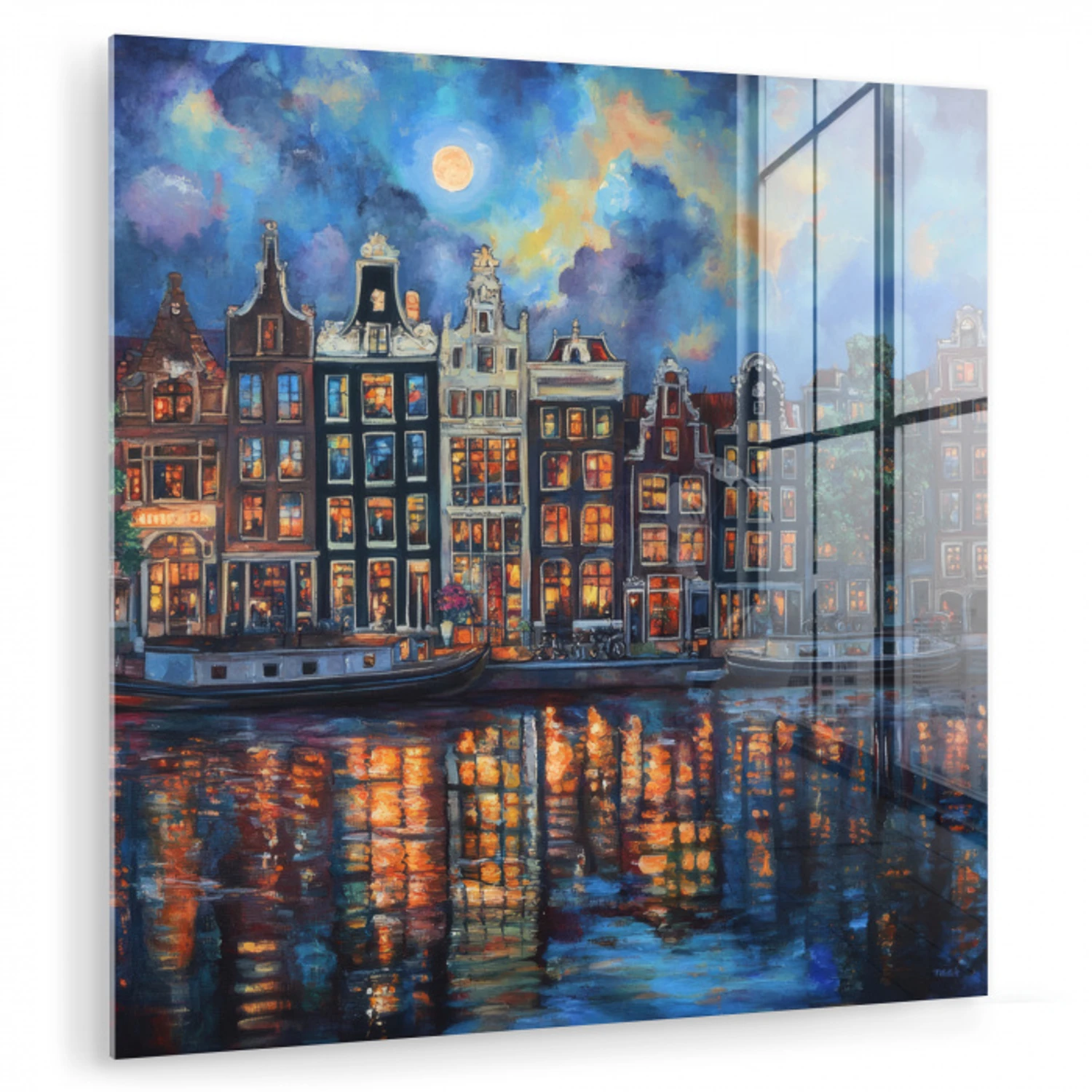 Grachten Amsterdam - Huizen - Stad - Kleurrijk plexiglas 5mm klein -zzzproduct_nieuw