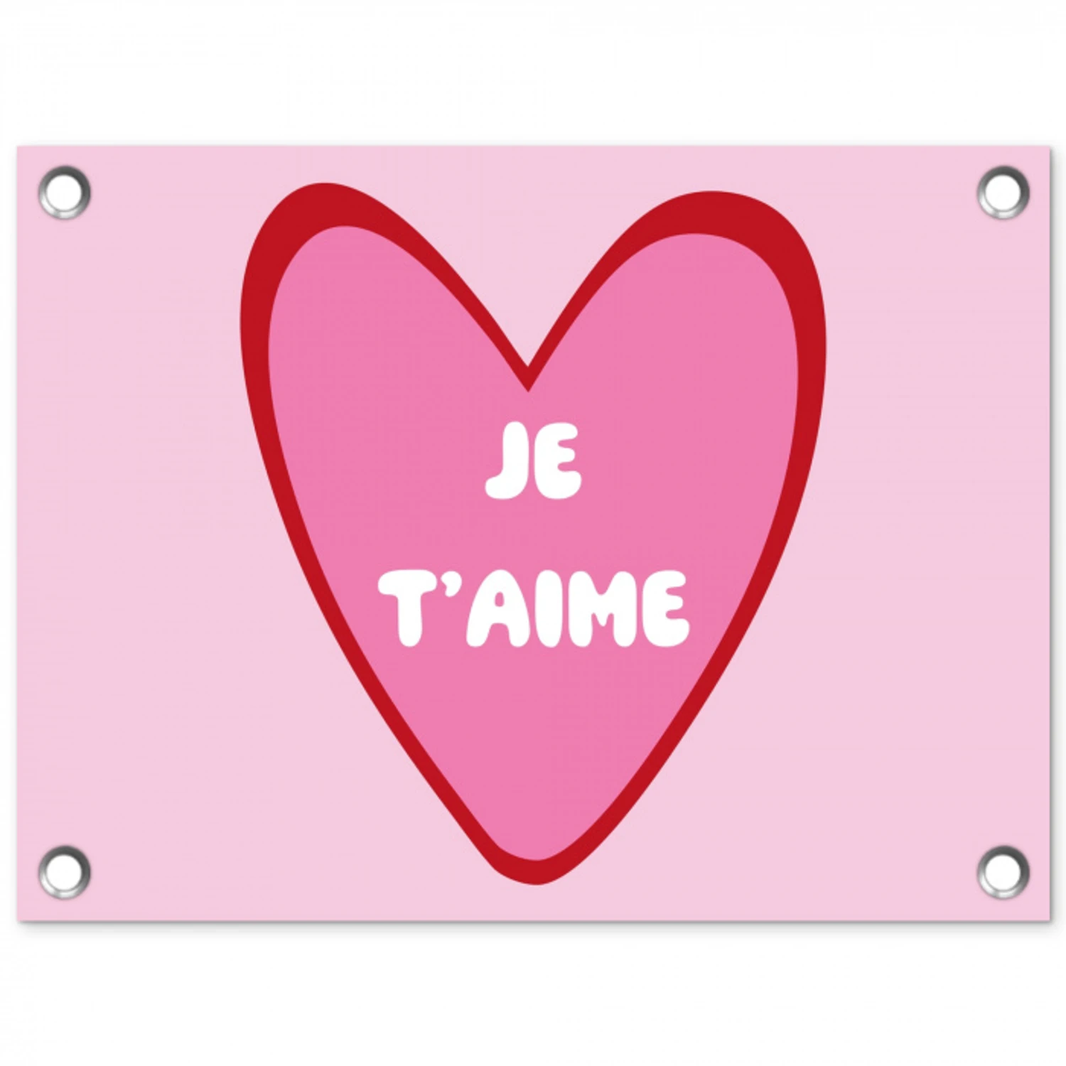 Hart - Frans - Valentijn - Roze tuinposter los doek klein -3d