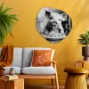 Varken - Schattig - Spaghetti - Zwart wit - Dier Wandcirkel Organisch Plexiglas middel -sfeer4