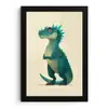 Dinosaurus - Turquoise - Stekels fotolijst zwart zonder passe partout klein -3d