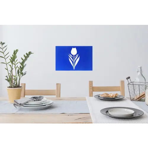 Tulp - Minimalistisch - Bladeren - Wit Muursticker klein -eettafel