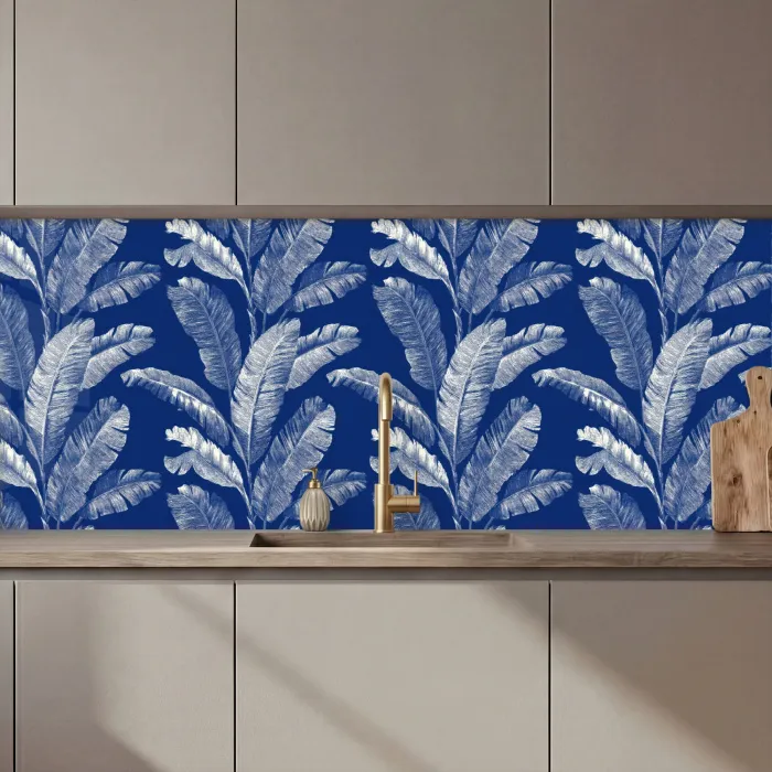 Blad - Palm - Blauw keuken achterwand 2 middel 871 zz_3dshopping