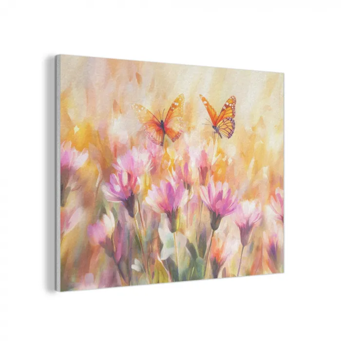 Vlinders - Oranje - Bloemen PET vilt klein -3d